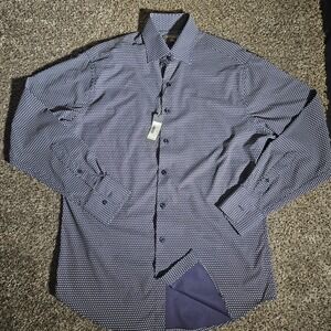 Peter Millar Summer Comfort Shirt Mens Medium Blue Geometric MF17EW19SL NWT